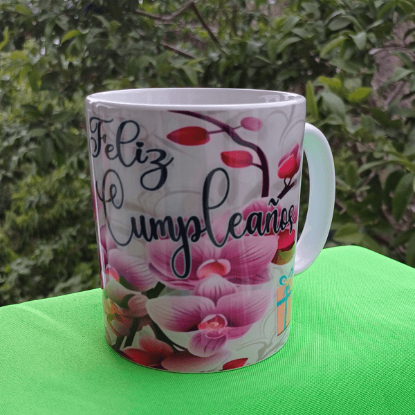 taza orquidea cumpleaños